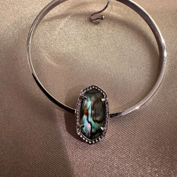 Kendra Scott Elora Silver Hoop Earrings in Abalone Shell VGUC - Picture 6 of 7